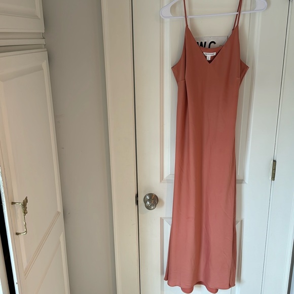 Prologue - coral color satin slip dress - Picture 1 of 5